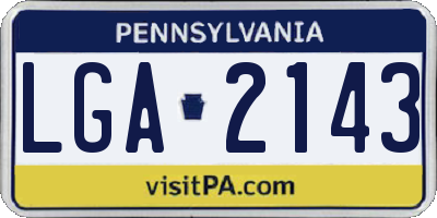 PA license plate LGA2143