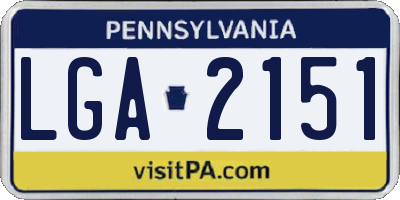PA license plate LGA2151