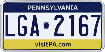 PA license plate LGA2167