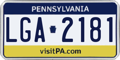 PA license plate LGA2181
