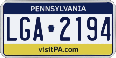 PA license plate LGA2194