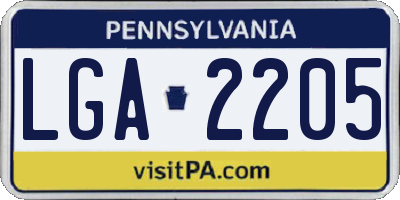 PA license plate LGA2205