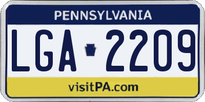 PA license plate LGA2209