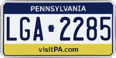 PA license plate LGA2285