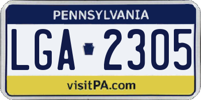 PA license plate LGA2305