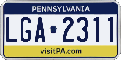 PA license plate LGA2311