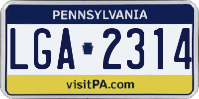 PA license plate LGA2314