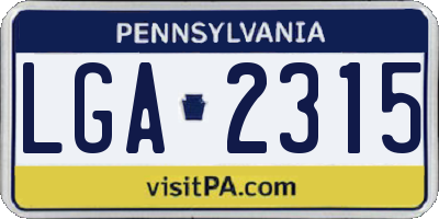 PA license plate LGA2315