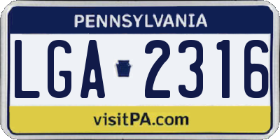PA license plate LGA2316