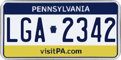 PA license plate LGA2342