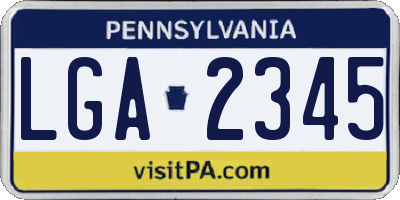 PA license plate LGA2345