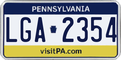 PA license plate LGA2354