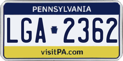 PA license plate LGA2362