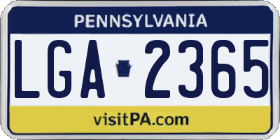 PA license plate LGA2365