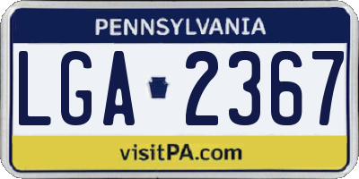 PA license plate LGA2367