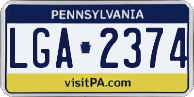 PA license plate LGA2374