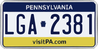 PA license plate LGA2381