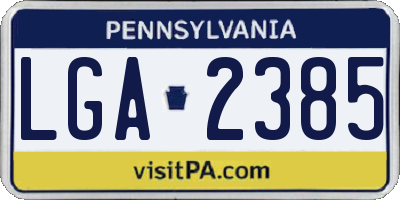 PA license plate LGA2385