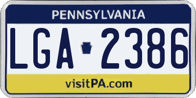 PA license plate LGA2386