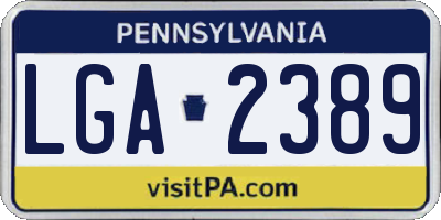 PA license plate LGA2389