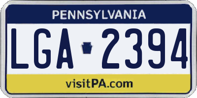 PA license plate LGA2394