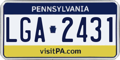PA license plate LGA2431
