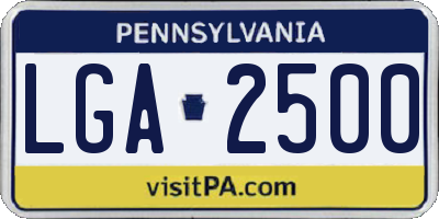 PA license plate LGA2500
