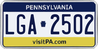 PA license plate LGA2502