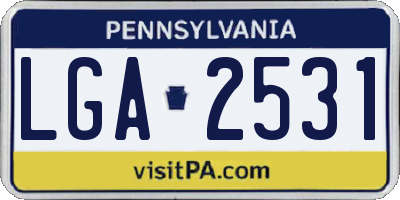 PA license plate LGA2531