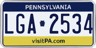 PA license plate LGA2534