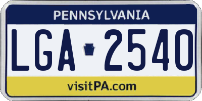 PA license plate LGA2540