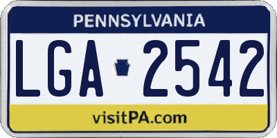PA license plate LGA2542