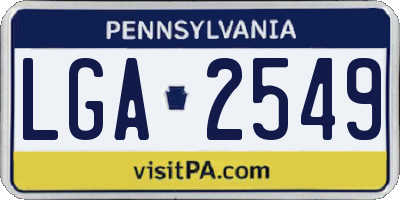 PA license plate LGA2549