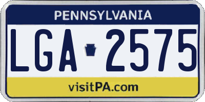 PA license plate LGA2575