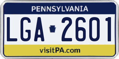 PA license plate LGA2601