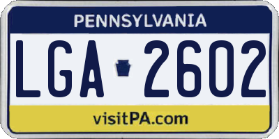 PA license plate LGA2602
