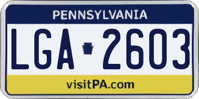 PA license plate LGA2603