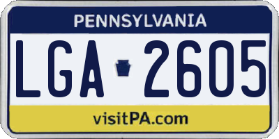 PA license plate LGA2605