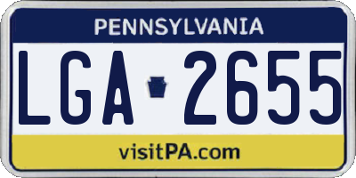 PA license plate LGA2655