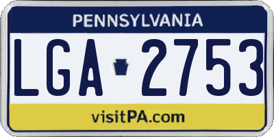 PA license plate LGA2753