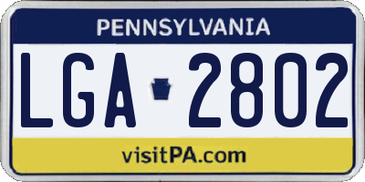 PA license plate LGA2802