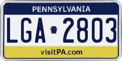 PA license plate LGA2803