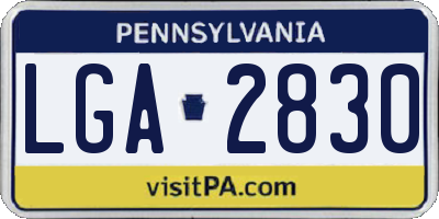 PA license plate LGA2830