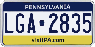 PA license plate LGA2835