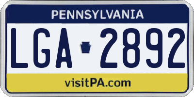 PA license plate LGA2892