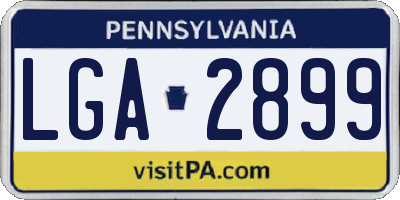 PA license plate LGA2899