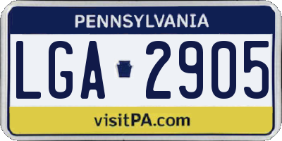 PA license plate LGA2905