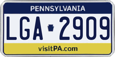 PA license plate LGA2909