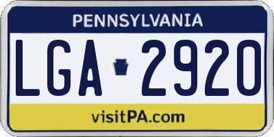 PA license plate LGA2920