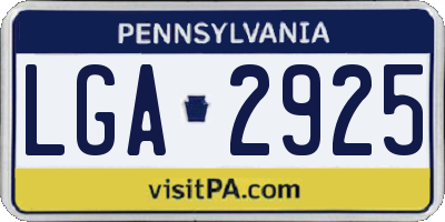 PA license plate LGA2925